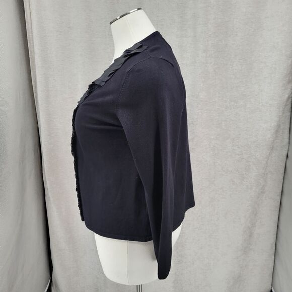 Cyrus Black Knit Sweater Cardigan Topper with Mesh Trim Women's Plus Size 2X NEW - Picture 5 of 12